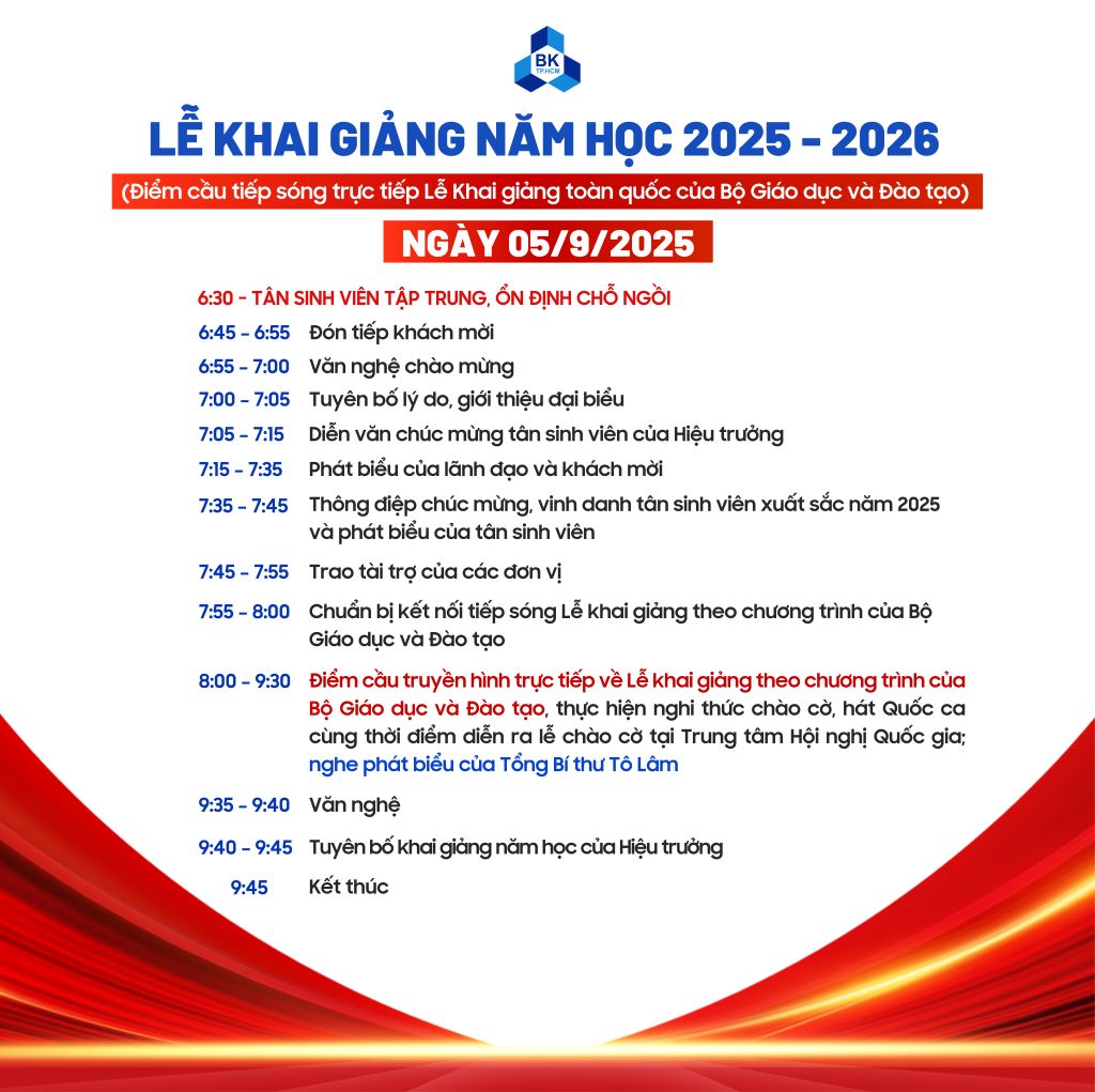 Thông báo Lễ Khai giảng năm học 2025-2026 – Trường Đại học Bách khoa là điểm cầu tiếp sóng trực tiếp Lễ Khai giảng toàn quốc của Bộ Giáo dục và Đào tạo